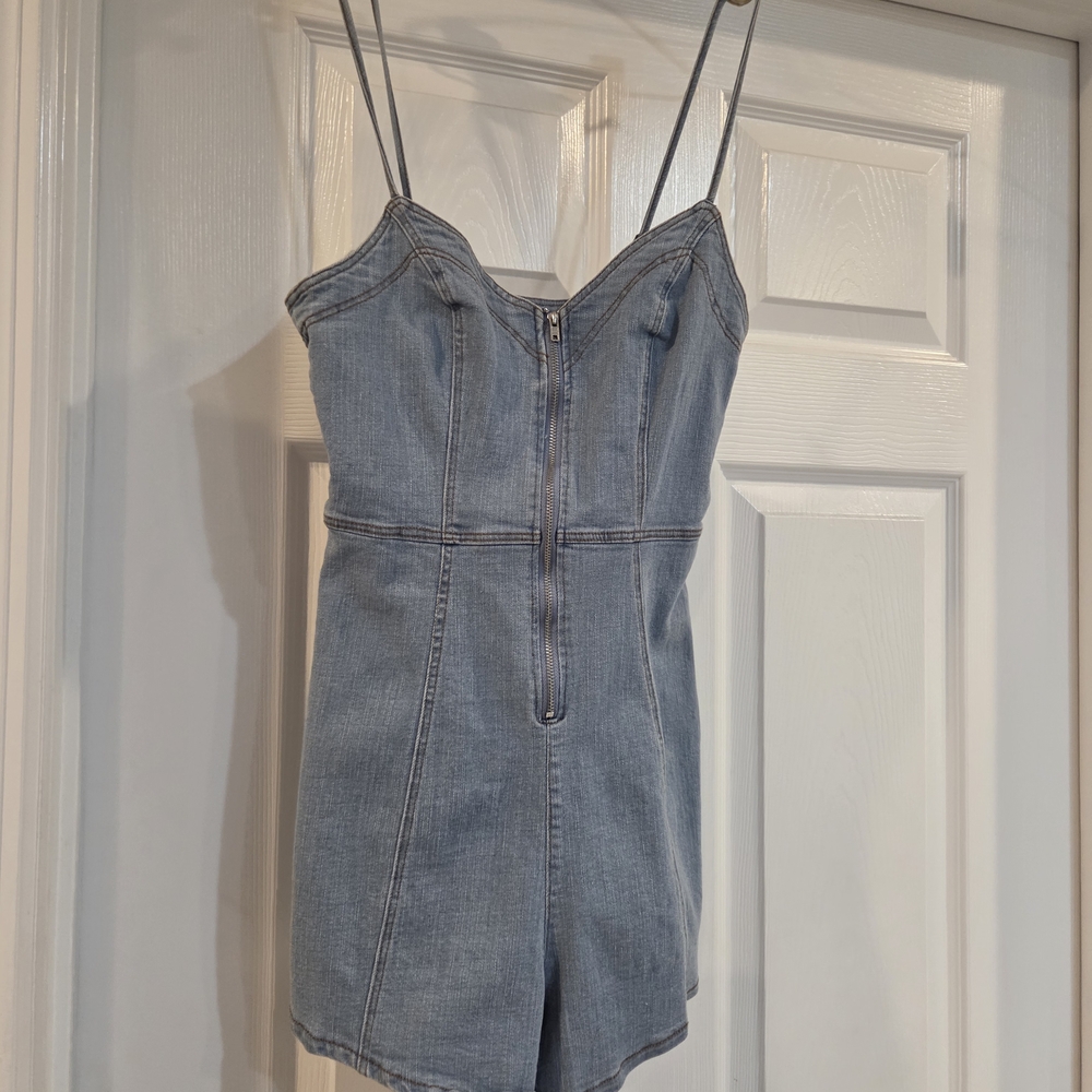 Selfie Leslie Light Blue Denim Romper